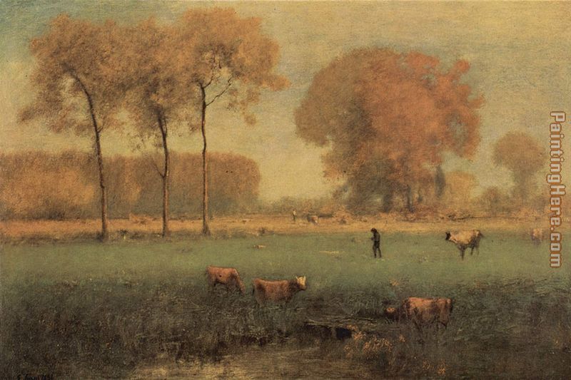 Summer Landscape painting - George Inness Summer Landscape art painting